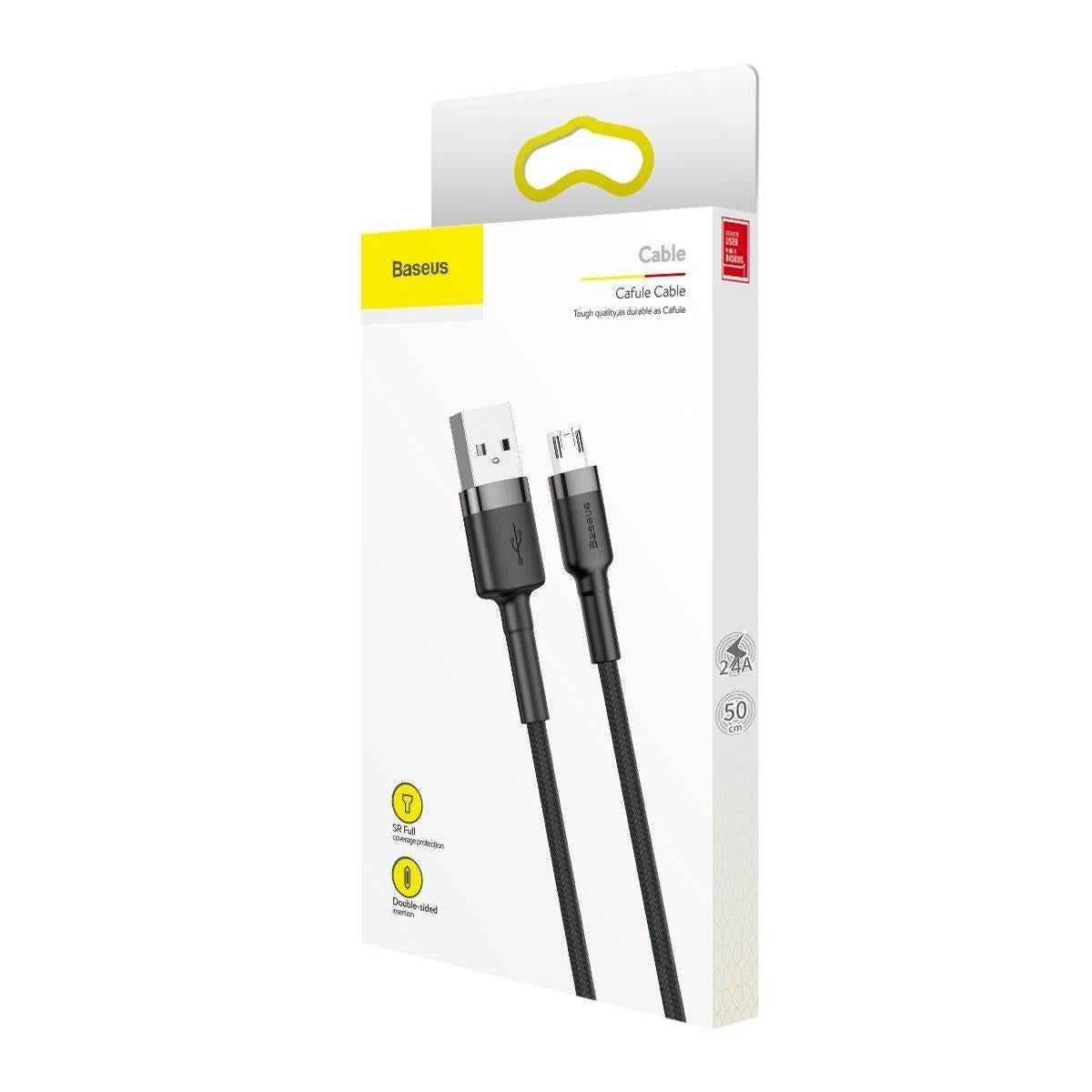 100% Genuine Baseus Double Sided Reversible Micro USB High-density Braided Fast Charging Data Cable For Smartphone Tablet