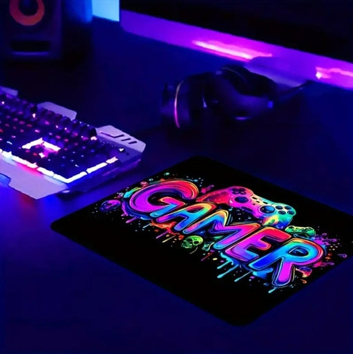 Large Gaming Mouse Pad, UV Reactive Non-Slip Desk Mat, Washable Polyester E-Sports Computer Pad