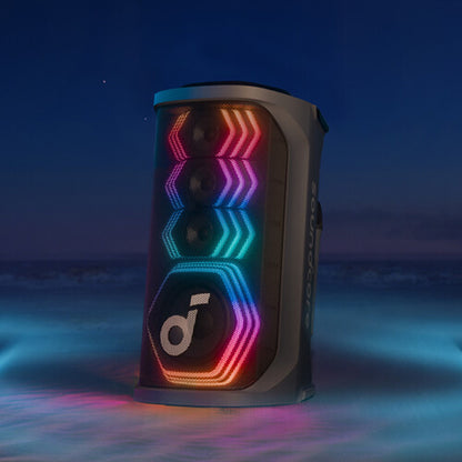 Anker Soundcore Rave 3S AI Party Speaker with 2 Wireless Microphones, 200W Sound, AI Vocal Removal, Reverb, Light Show, 12H Playtime