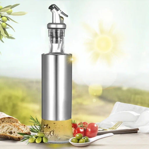 Oil Dispenser Bottle with Stainless Steel Cover for Clean and Controlled Pouring