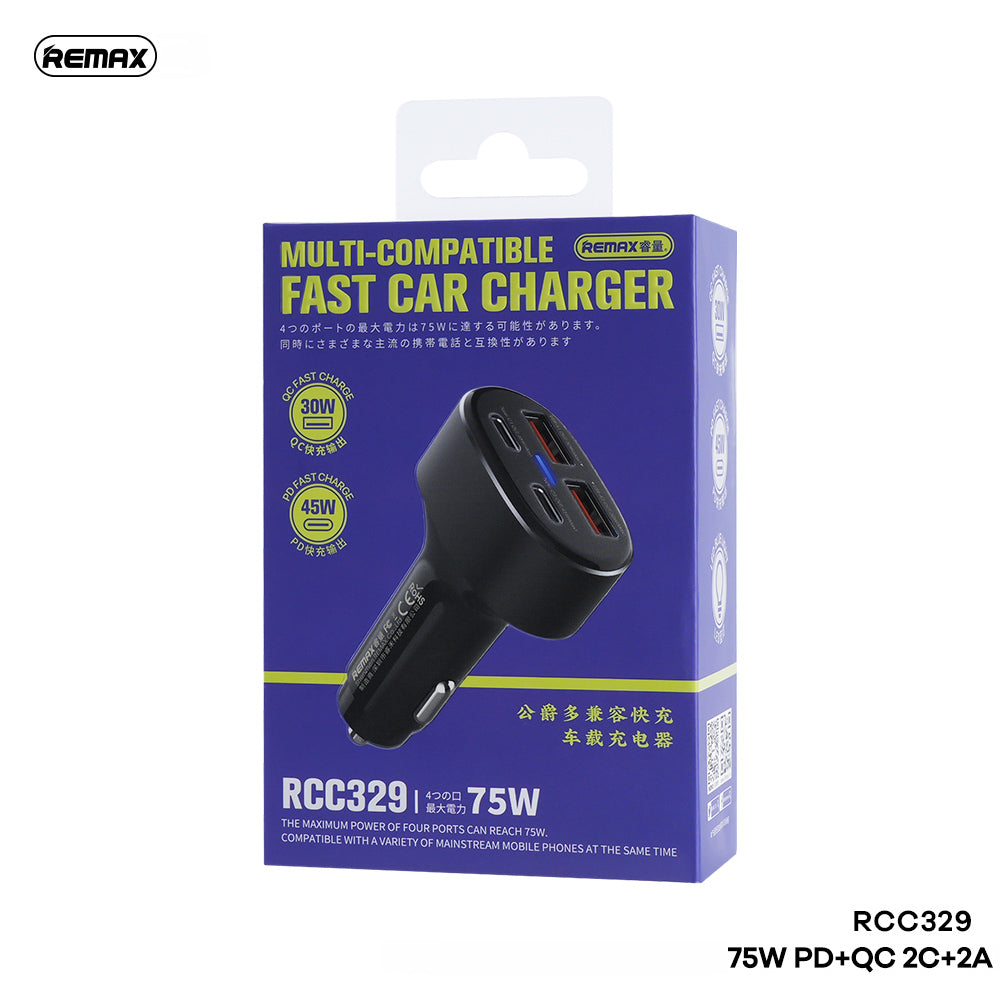 Remax Car Charger Duke Series 75W 2 Type-C + 2USB