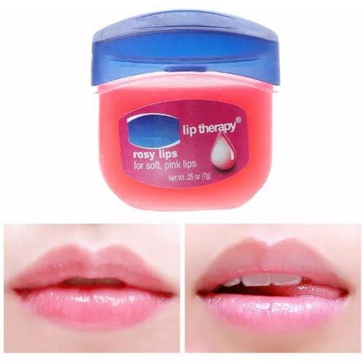 Vaseline Lip Therapy Rosy Lips 0.25Oz Moisturizing Petroleum Jelly Lip Balm