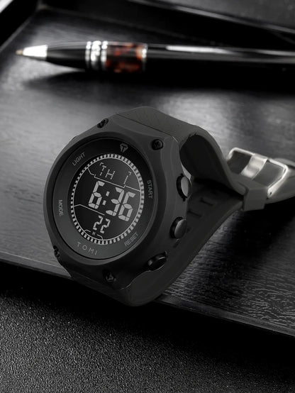 Piaoma Waterproof Watch Digitel Black Strap with Gold Case Model 9115