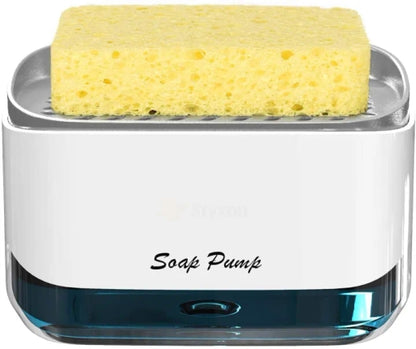 Plastic Liquid Press-Type Pump Dispenser with Sponge Holder Kitchen Sink Accessories