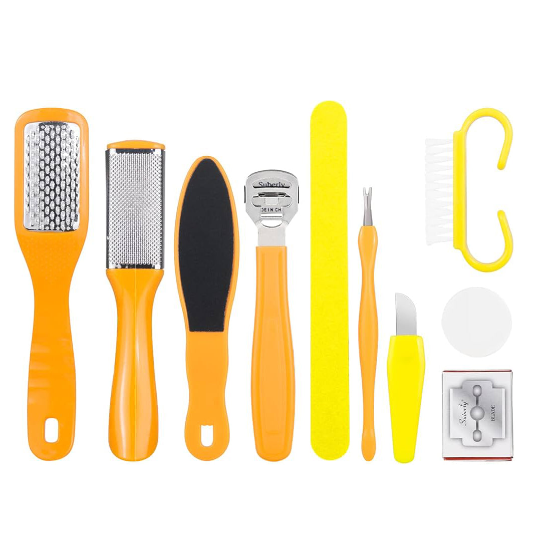 Professional Stainless Steel Pedicure Tools Set 10 in 1, Foot Care Kit, Nail Toe Rasp Peel Dead Hard Skin Callus Remover Feet Care Pedicure