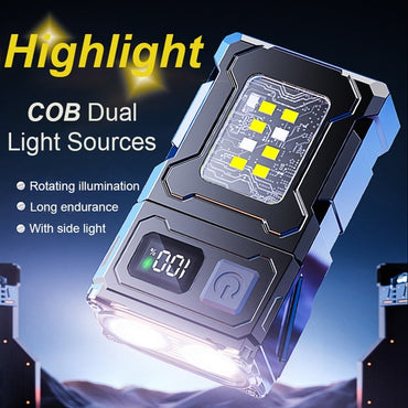 Multifunctional COB LED Flashlight – Adjustable Angle, Magnetic Keychain Torch