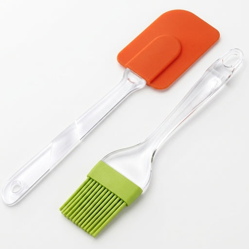 2Pcs Silicon Heat Resistance Oil Brush with Spatula Easy to Use for Kitchen Cooking, Grilling, Bakin
