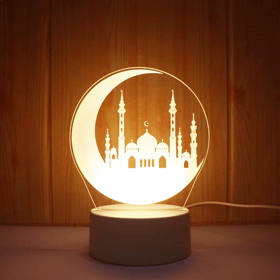 Islamic Table Lamp Four Heart Bedside Lamp Romantic Color USB Touch Switch LED Acrylic 3D Night Light Creative table lamp Acrylic Night Light USB baby bedroom desk birthday gift