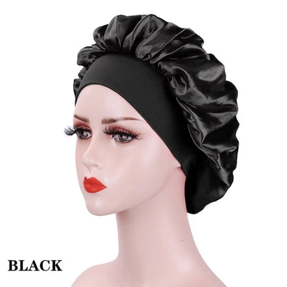 Luxurious Satin Sleep Cap for Women - Wide Elastic Band, Gentle on Hair, Perfect for Nighttime Wear