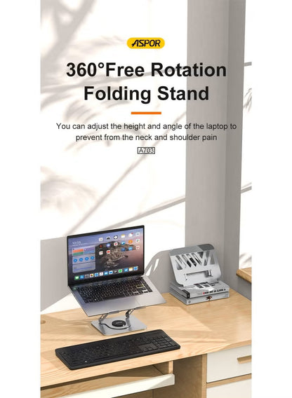 ASPOR A703 Laptop Stand – Foldable Metal Base