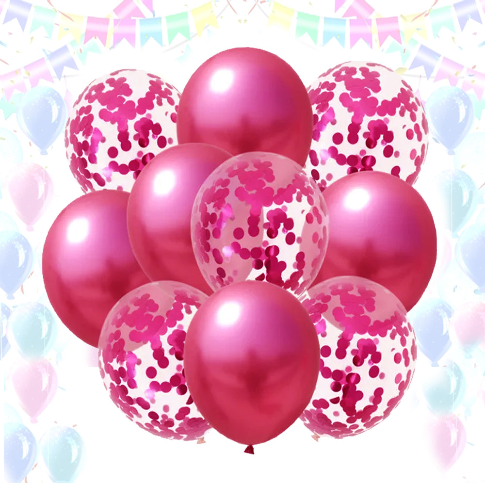 10 Pcs Foil Balloon Set with 5 Confetti & 5 Chrome Balloons Wedding Birthday Anniversary Party Decoration Metallic Latex Balloons Chrome Balloon Wedding Decorations Birthday Party Supplies Baloon