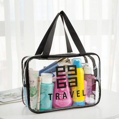 Transparent Cosmetic Bag Wash Bag Business Trip Storage Bag Hand-Held Make-up Bag Buggy Bag 9.5"