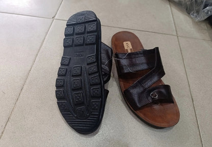 Men's High Quality PU Slippers Brown Slip-on Home Shoes Comfortable Soft Sole Footwear