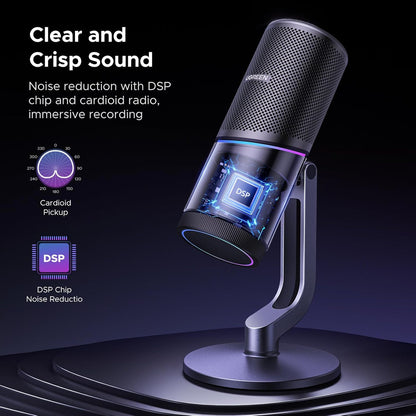 UGREEN CM769 USB Desktop Microphone with RGB Lights, Mute Button, 24bit/96kHz, Cardioid Polar Pattern, Volume Control, Condenser Microphone for Streaming, Gaming, Podcasting, Recording, Laptop, PS5