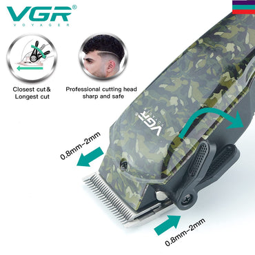 VGR Branded V-126 Camouflage Professional Corded Hair Clipper and Trimmer for Men (Multicolor, 2.5 meters cable length)