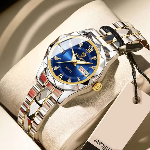 Luxury Men's Stainless Steel Quartz Watch – Waterproof, Luminous, Day & Date Display, Stylish