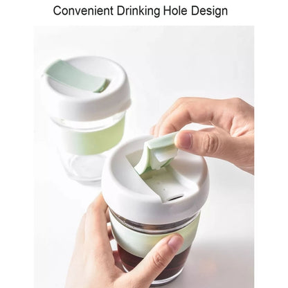 350Ml Tempered Glass Reusable Travel Mug Coffee Cups with Lid Non Slip Sleeve for Hot Coffee