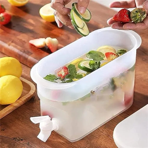 Refrigerator Water Dispenser with Fruit & Ice Infuser, Leak-Free Spigot & Cool Water Pitcher