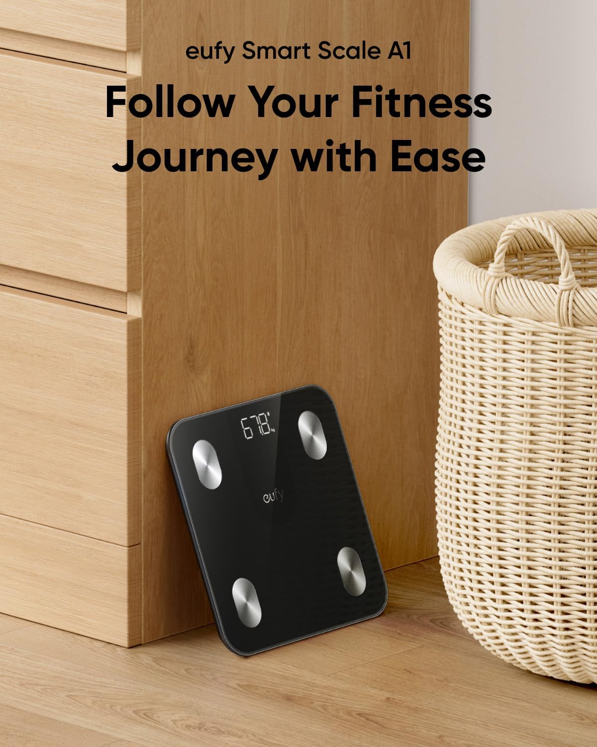 ANKER Eufy Smart Scale A1 Weighing Scales for Body Weight, Digital Bathroom Scales with Bluetooth, Body Fat Scales, 12 Measurements, Weight/Body Fat/BMI, Fitness Body Composition Analysis, Black, lbs/kg,