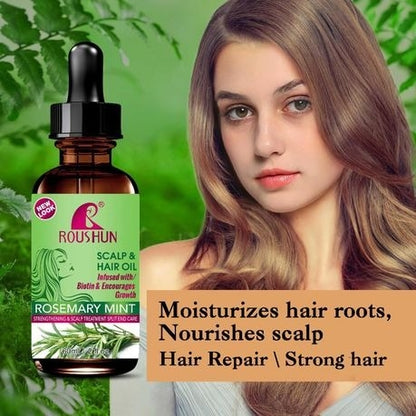 Roushun Rosemary Mint Strengthening Scalp and Hair Oil - 60Ml