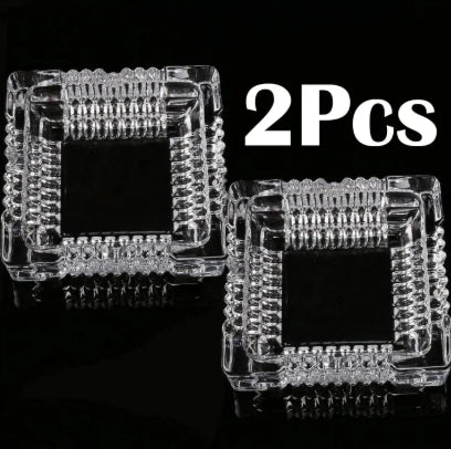 Crystal Ashtray, Transparent Classic Design, Home Ashtray & Outdoor -Large /Small (1Pc /2Pcs)