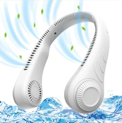Portable Wearable Neck Fan, Rechargeable Leafless Silent Fan with 2000MAh Battery, USB Charging &3