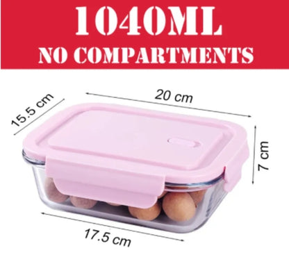 High Borosilicate Glass Food Storage Container with Air Vent Lid Leak Proof & Microwave, Oven Safe
