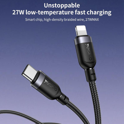Yesido 27W Type-C to Lightning 8 Pin Aluminum Alloy Data Cable,