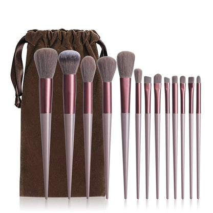 13Pcs Makeup Brush Set with Storage Bag Makeup Sponge Soft Fur Eye Shadow Foundation Blush