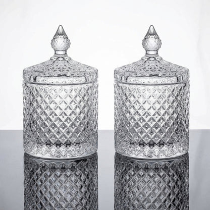 Sugar Pot with Lid Small Glass Trinket Jar (1/2 Pieces)