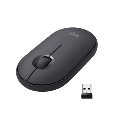 Logitech Pebble Wireless Mouse with Bluetooth or 2.4 GHz Receiver, Silent, Slim Computer Mouse with Quiet Clicks, for Laptop/