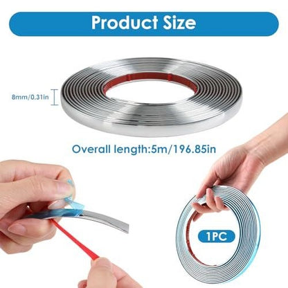 Self-Adhesive Caulking Strip Flexible Molding Wall Trim Wall Edging Strip 3Mtr/SILVER