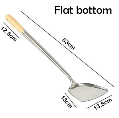 Stainless Steel Fried Rice Spoon with Wooden Handle Chinese Ladle, Wok Ladle