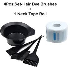Set of 4 Hair Dye Brushes/Disposable Neck Tape for Hair Color, Hair Dye Comb for DIY Hair Dye Salon