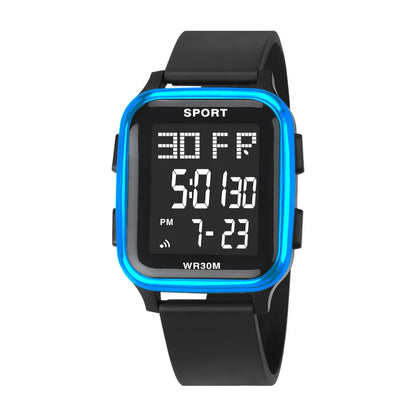 LASIKA Outdoor Sports Multi-Function Electric Watch Student Men's Silicone Strap Digital Wristwatch