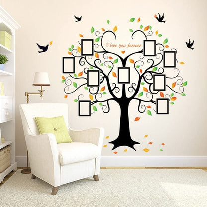 Buy More 8.0 X 5.4 Feet Family Photo Album Frame Tree Butterfly Bird sticker plants room wallpaper bedroom nursery window No Radium stars star wall stickers wall decoration flower butterfly wedding decoration birthday kids room Wall Stickers
