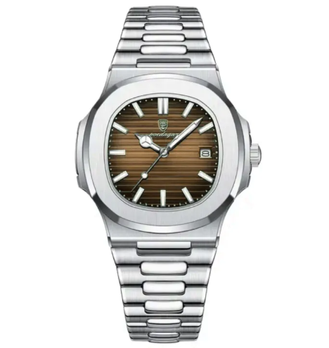 BAISHENG Nautilus Quartz Watch for Men Stainless Steel Waterproof Luminous Business Wrist Watch
