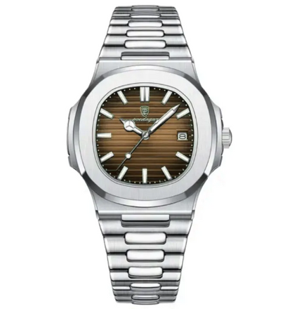 BAISHENG Nautilus Quartz Watch for Men Stainless Steel Waterproof Luminous Business Wrist Watch
