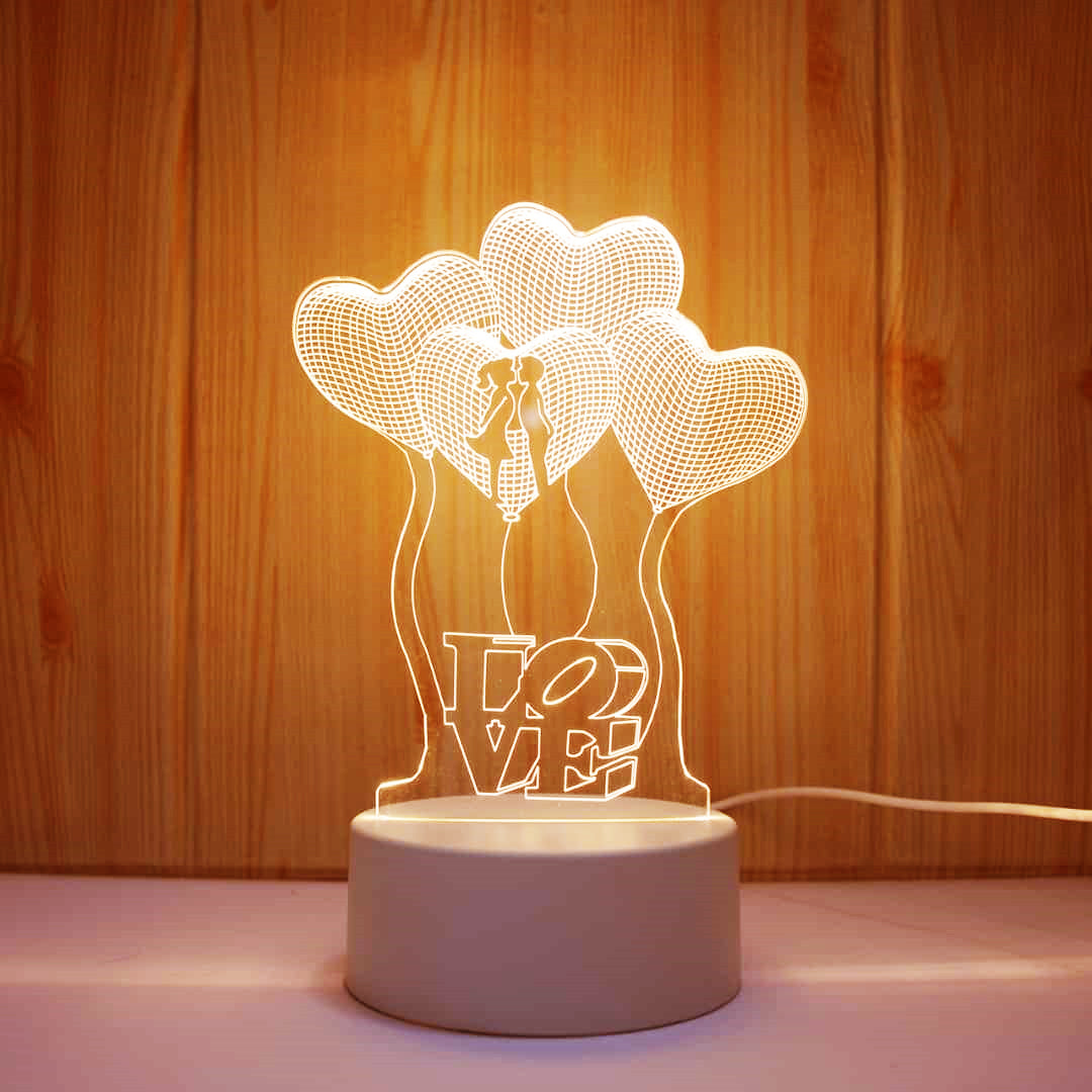 Valentine's Day Table Lamp Four Heart Bedside Lamp Romantic Color USB Touch Switch LED Acrylic 3D Night Light Creative table lamp Acrylic Night Light USB baby bedroom desk birthday gift