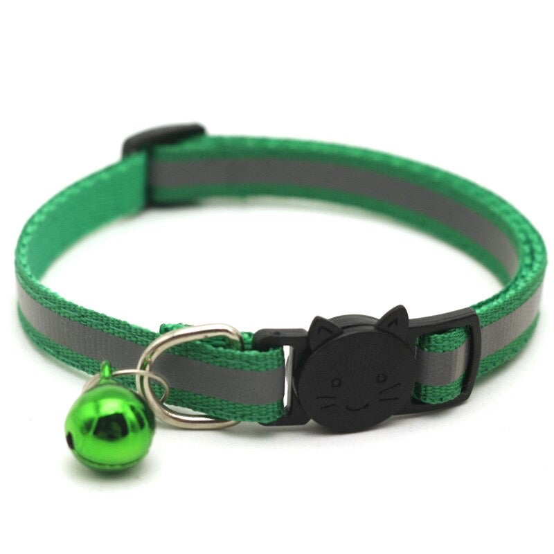 Reflective Pet Bell Collar for Dogs Cats Adjustable Durable Poly Strap 12 Colors with Bell