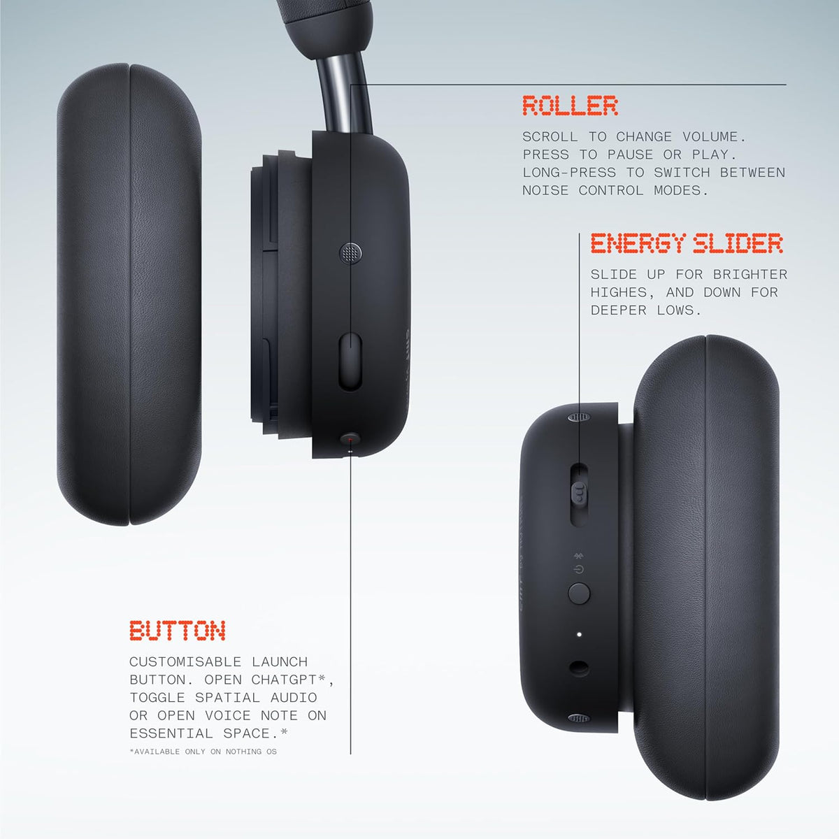CMF BY Nothing Headphone Pro Active Noise Canceling Wireless Headphones Bluetooth 5.4 Over The Ear Headset, 50H ANC Playtime, Bass&Treble Slider, Custom EQ&Spatial Audio, Hi-Res LDAC