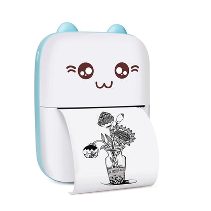 Small Portable Wireless Thermal Photo Printer Pocket Student Mini Bluetooth printer portable Label Printer cat printer 6 Paper Rolls Included