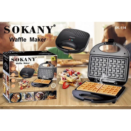 Sokany Waffle Maker SK-114, Portable 2-Slice Square Nonstick Waffle Maker with Easy Handle
