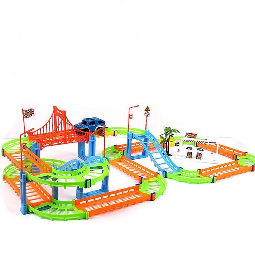 Electric Rail Car Flexible Track Car Toy 90Pcs