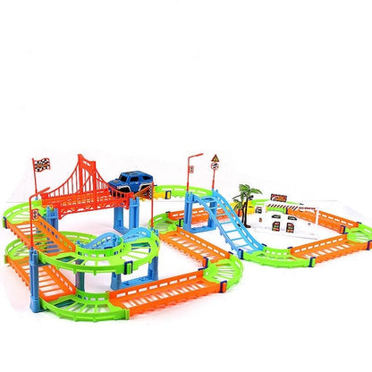 Electric Rail Car Flexible Track Car Toy 90Pcs