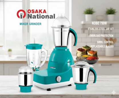 Indian Mixer Grinder 750 Watts 3 Pcs Stainless Steel Jars & 1 Plastic Juicer Jar