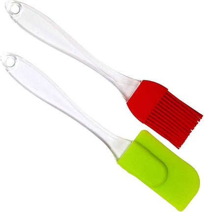 2Pcs Silicon Heat Resistance Oil Brush with Spatula Easy to Use for Kitchen Cooking, Grilling, Bakin