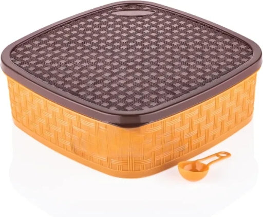 E-Cosmos 7 Sections Plastic Square Multipurpose Masala Spice Box Set- Orange (Masala Box - 7 In 1)