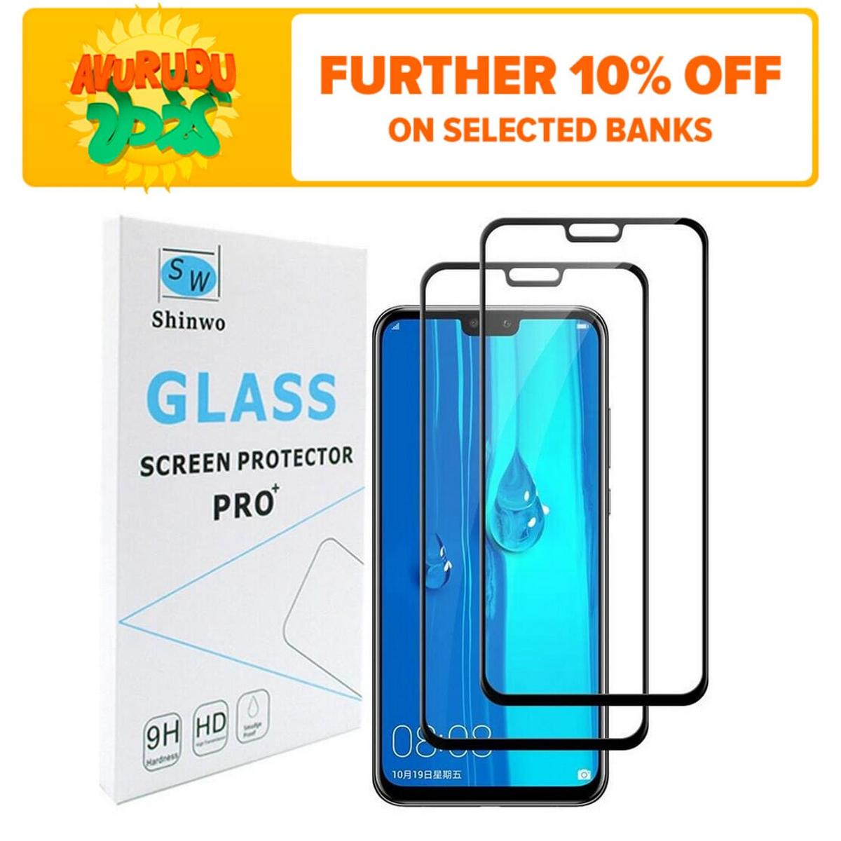2 PACK For Huawei Y9 (2019) 9H Tempered Glass Full Screen Glue Cover Screen Protector Black for Huawei Y9 2019 Smartphone