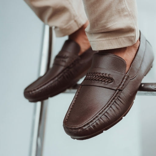 Loafers Shoes for Men All-Season Waterproof Synthetic Slip-on Casual Style Black and Brown Colors